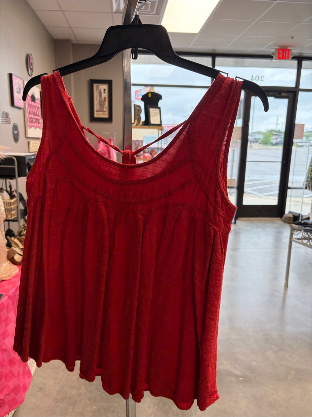 GAP Red Textured Sleeveless Tank